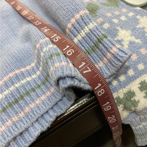 LoveShackFancy Womens Zaheer Pullover Feminine Heart Bow Sweater Pink Blue XS - Picture 8 of 11